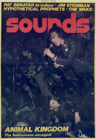 Rare Anarcho front page in Sounds 1983 featuring Subhumans (DC Collection)