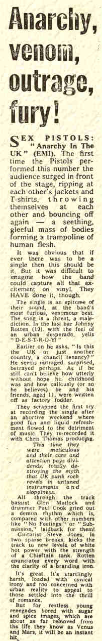 Caroline Coons first inspiring review Melody Maker Nov 27th 1976 (DC Collection)