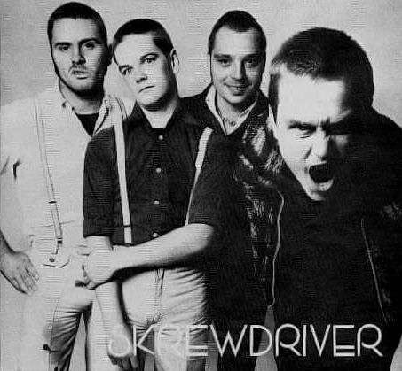 Skrewdriver promo shot with new guitarist Ron (front) in the lineup (DC Collection)