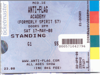 Dublin Ticket (Courtesy of Joe Donnelly)